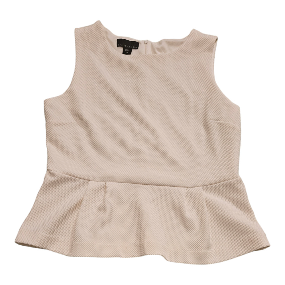 Attention Large White Sleeveless Shirt